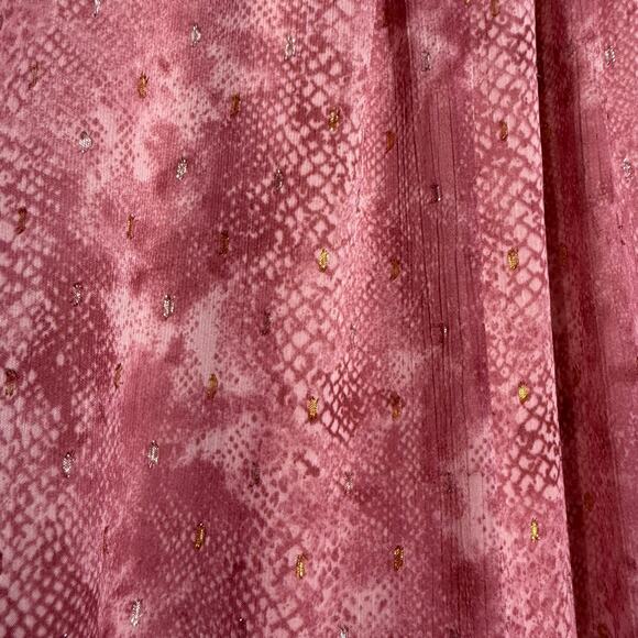 Altar'd State Maya Snakeskin Pink Mauve and Gold long bell sleeve dress Large - Picture 5 of 10